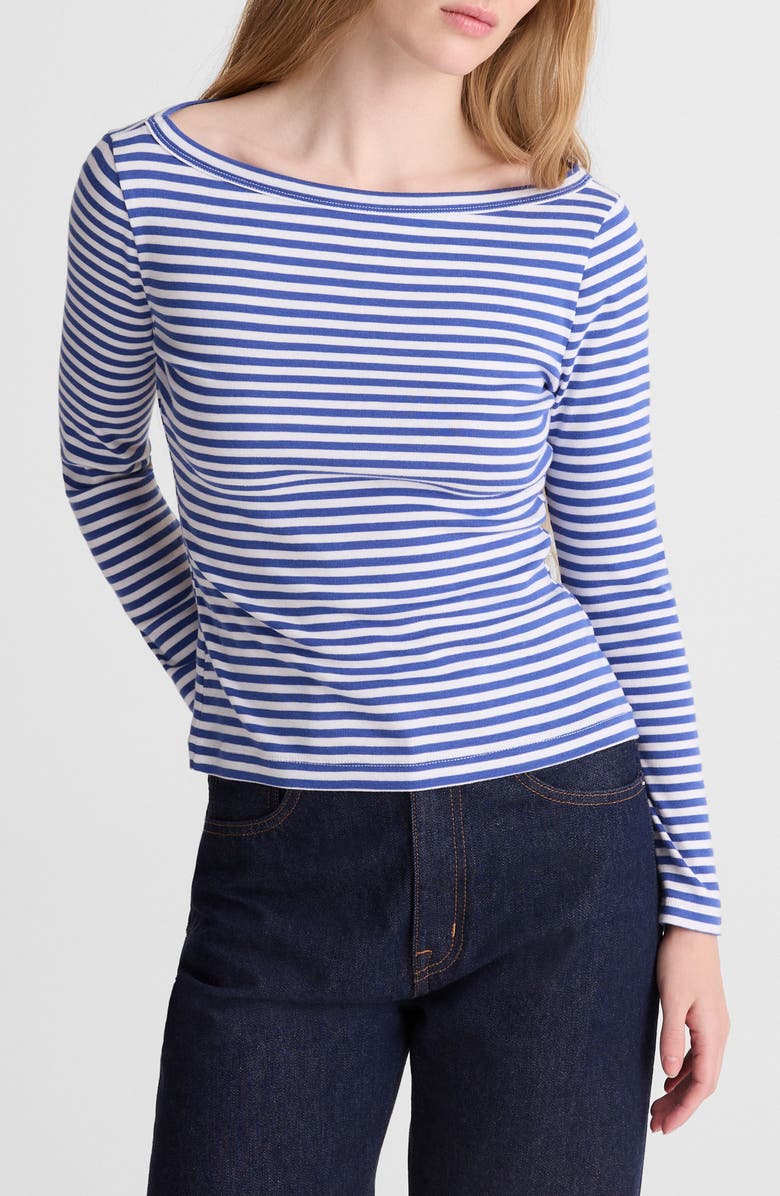 The '90s Stripe Cotton Boatneck T-Shirt