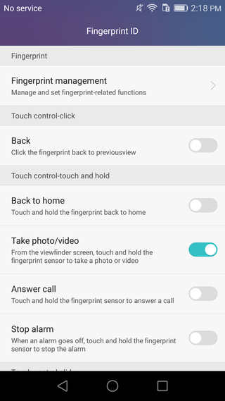 Honor 5X fingerprint settings