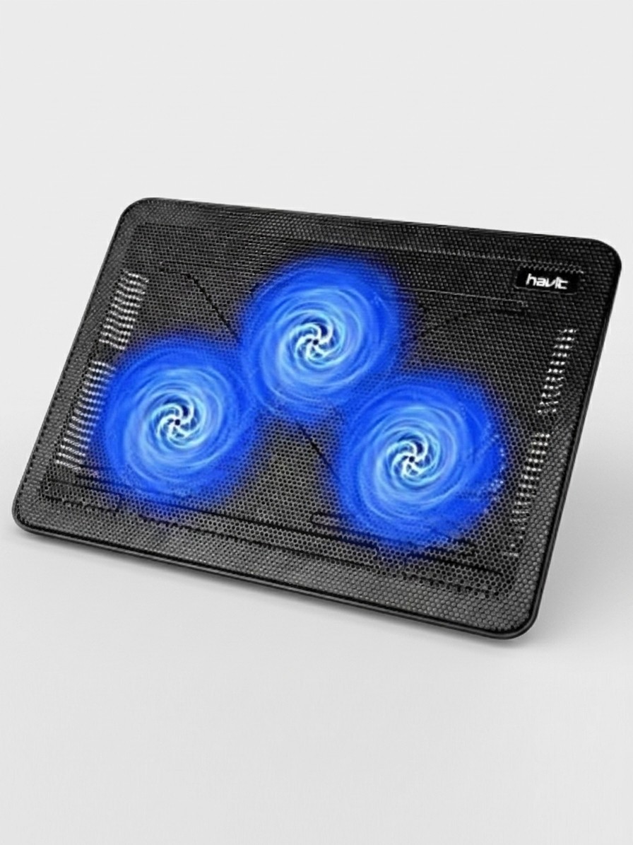A Havit HV-F2056 Laptop Cooling Pad on a grey background