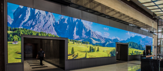Measuring nearly 74 feet wide and 11 feet high, the installation is a Planar TVF Series LED video wall with a 2.5mm pixel pitch (TVF2.5) in a 37x10 configuration.