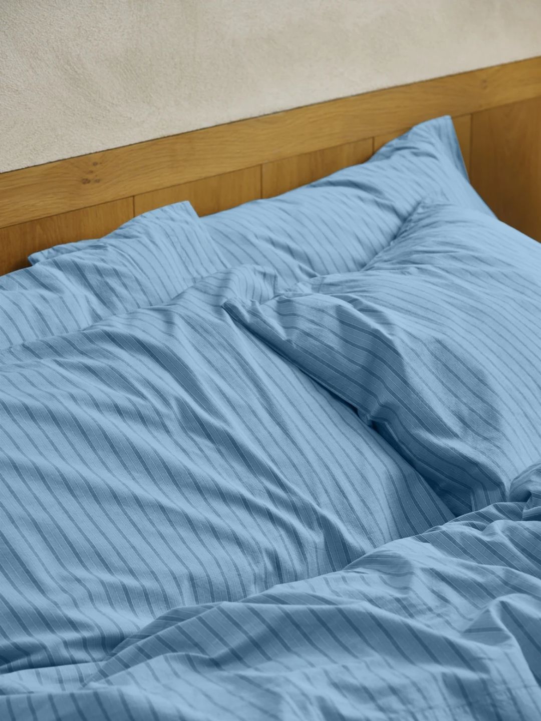Piglet in Bed, Favourite Shirt Stripe Cotton Square Pillowcases in Pale Blue, Pair