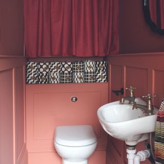 Downstairs bathroom in red