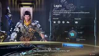 Lepic character screen in The First Descendant