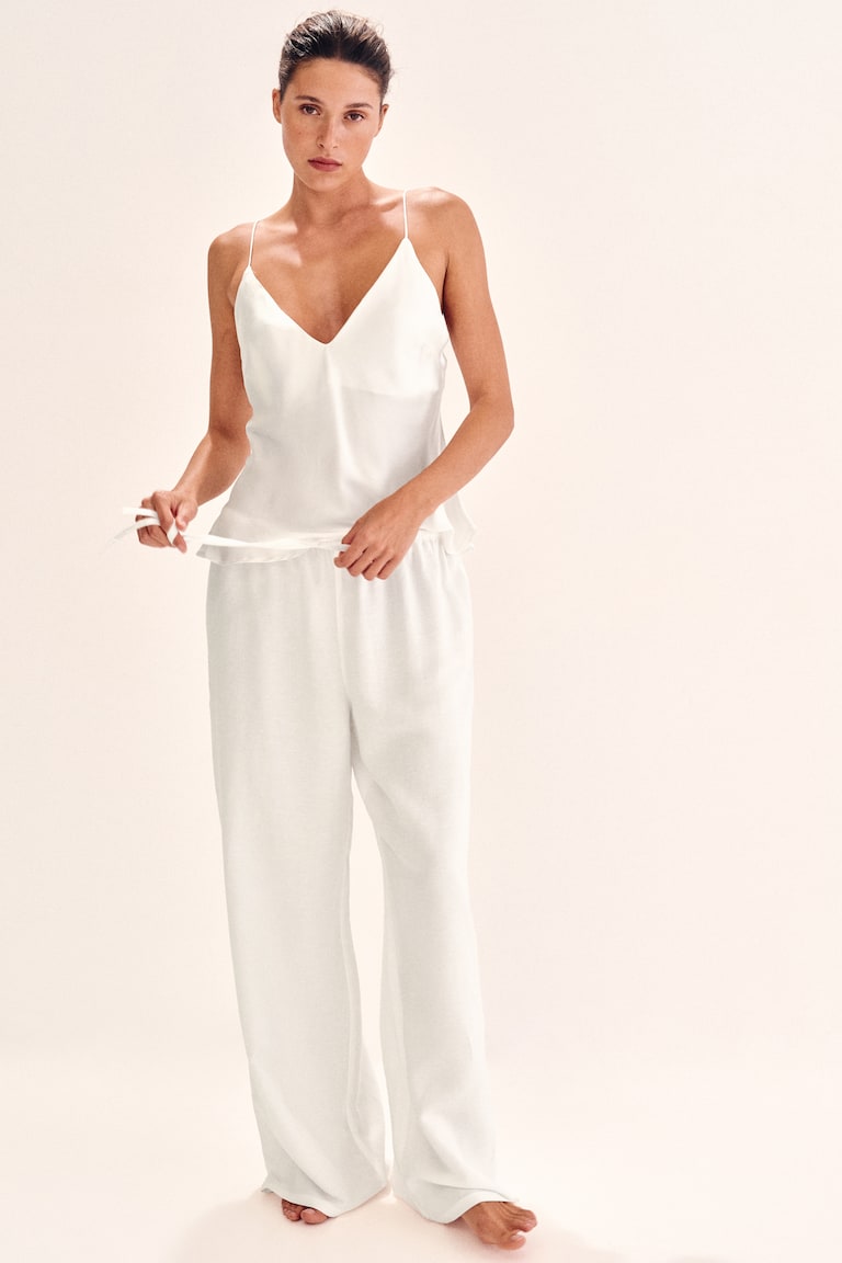 Linen-Blend Drawstring Trousers