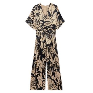 Jigsaw Strokes Floral Silk Jumpsuit