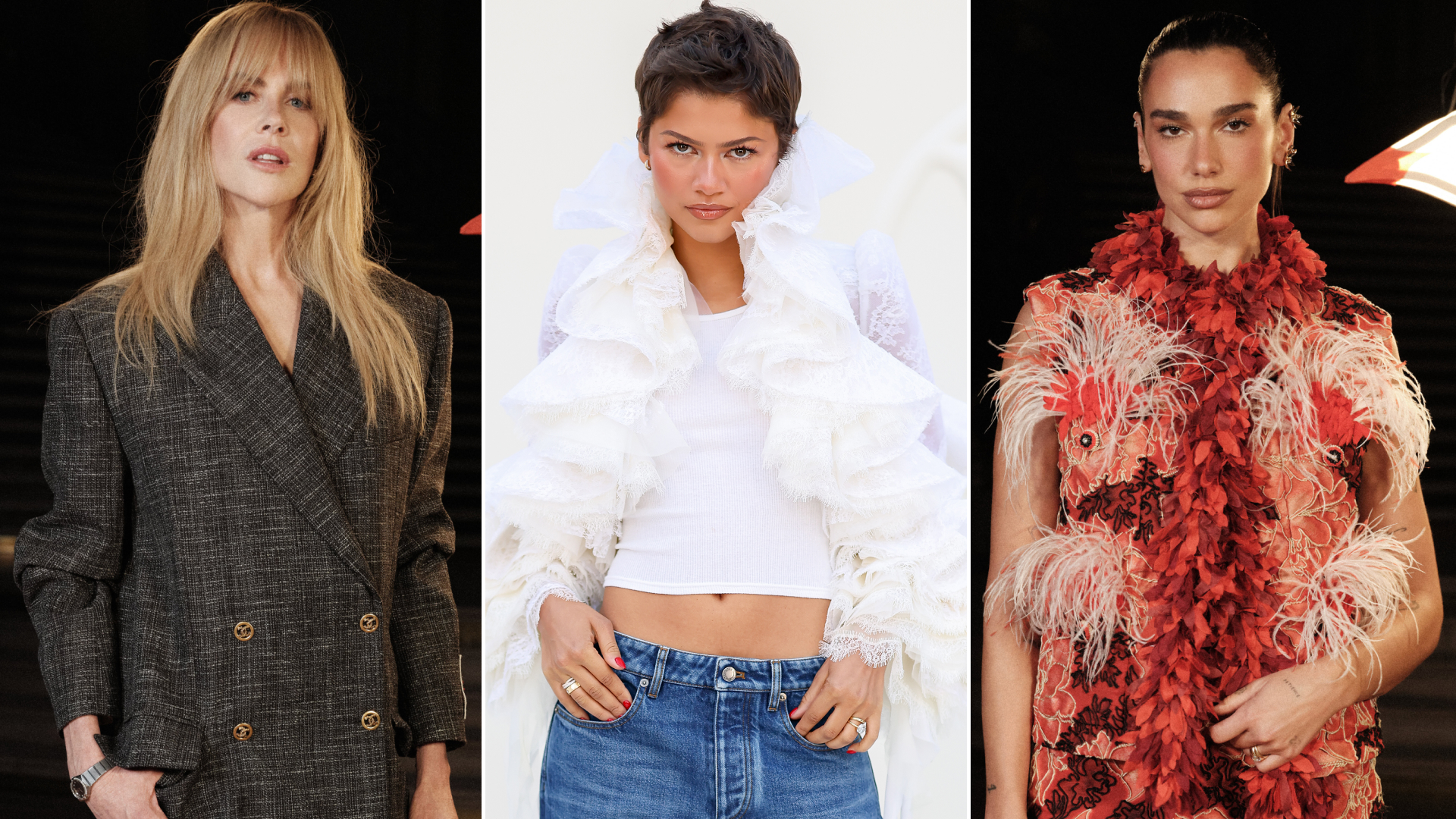 collage of the best celebrity looks at Paris Fashion Week Spring/Summer 2027