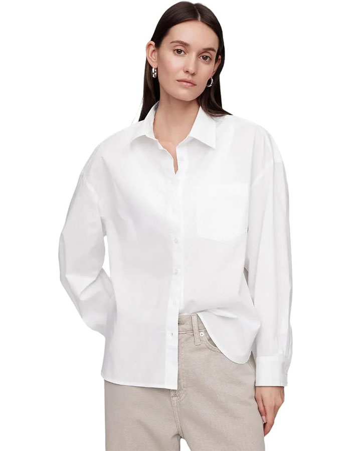 Gap Womens Poplin Big Shirt Optic White 1 S