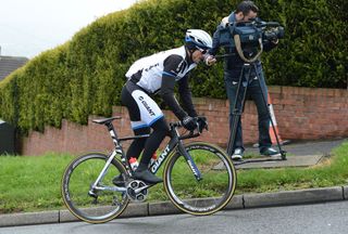 Degenkolb passes TV cameraman near the top of Jenkin Road.