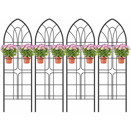 Amagabeli Garden Trellis 4 Pack 72&amp;rdquo;x21&amp;rdquo; Heavy Duty Rustproof Wall Trellis for Climbing Plants Outdoor Metal Decoration Large Trellis for Potted Plants Support Trellis for Roses Vegetable Black