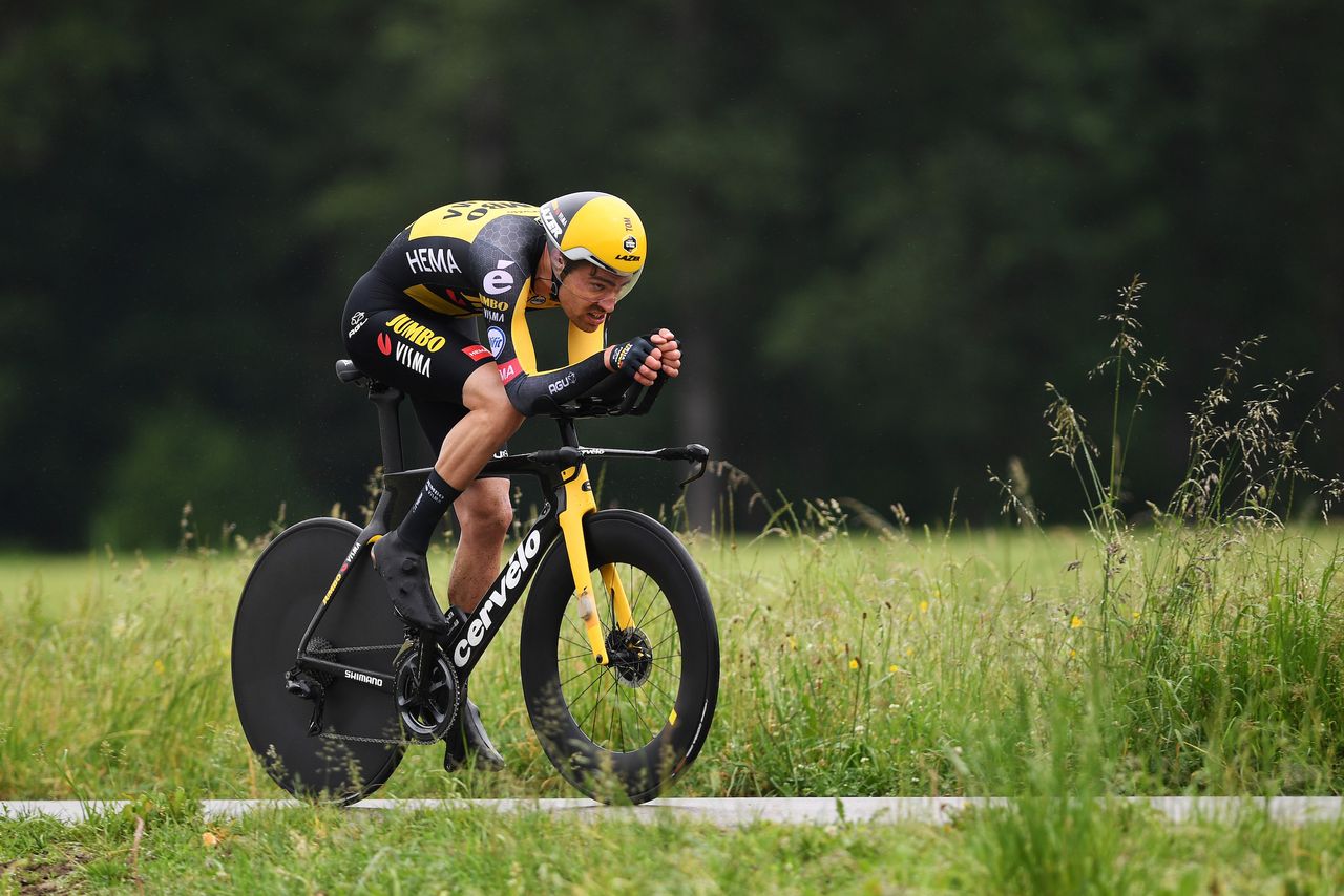 Tom Dumoulin riding stage one of the Tour de Suisse 2021