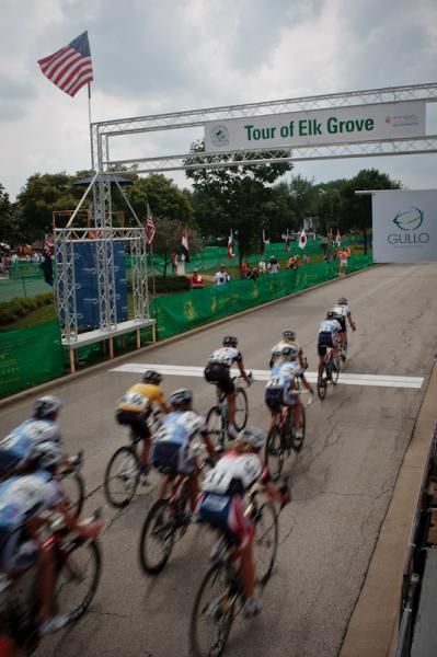 The women head through the finish area.