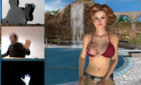 A roving hand feels its way through the 3D SexVilla, the first interactive porn game for built for Microsoft&amp;#039;s Kinect.