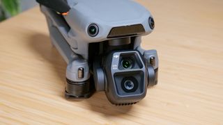 Folded DJI Air 3S drone with camera