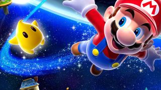 Mario flying through space in Super Mario Galaxy