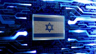 Israel flag in a computer technological world