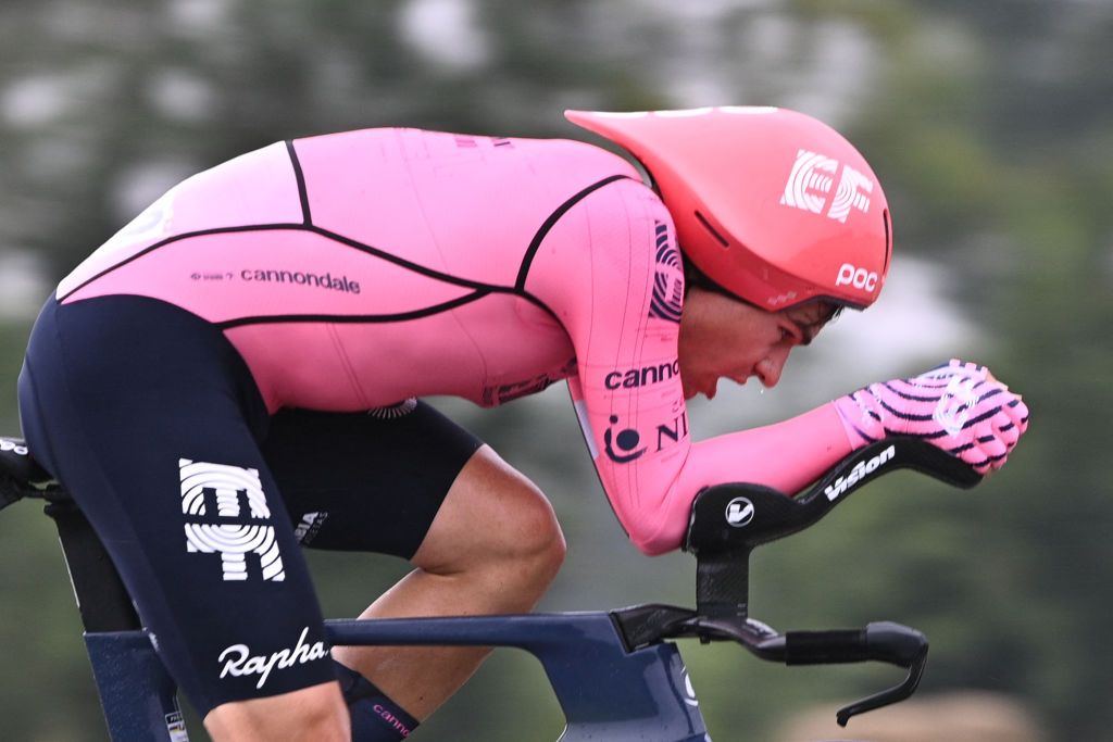 Team Education Firsts Stefan Bissegger of Switzerland rides during the 5th stage of the 108th edition of the Tour de France cycling race a 27 km time trial between Change and Laval on June 30 2021 Photo by AnneChristine POUJOULAT AFP Photo by ANNECHRISTINE POUJOULATAFP via Getty Images