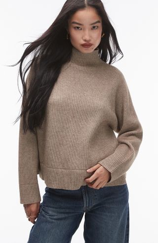 Funnel Neck Rib Sweater