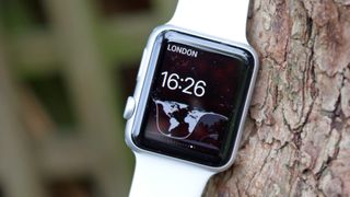 Apple Watch against a tree