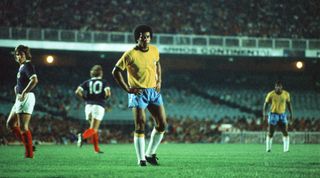 Brazil 1-0 Scotland, 1972 Brazil Independence Cup, final stage, Group A match at the Estadio do Maracana, Rio de Janeiro, Brazil, Wednesday 5th July 1972. Pictured, Jairzinho of Brazil. (Photo by McLeod/Mirrorpix/Getty Images)