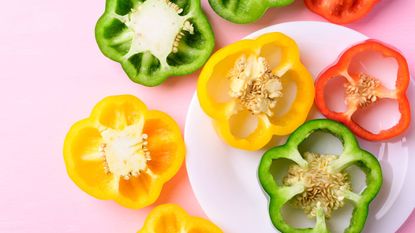 Slices of bell peppers with seeds