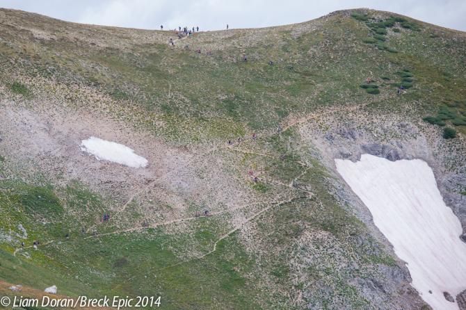 Wheeler trail climbs the saddle between Peak 8 and 9