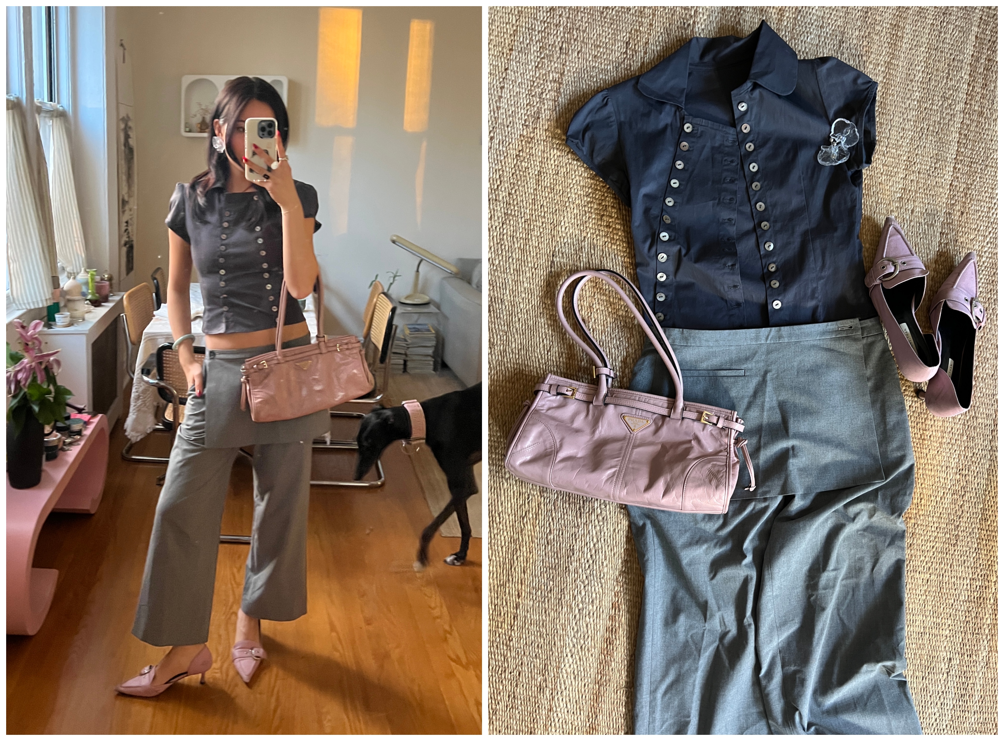 Vivian Li wearing monochrome outfits