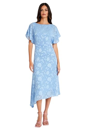 Maggy London Women's Dresses Flutter Sleeve Burnout Midi Dress for Women | Semi Formal Dresses | Wedding Guest Dresses for Women, Azurine, 6