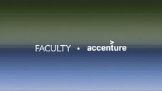 Faculty and Accenture logo's pictured against a multi-colored blue and light green background.