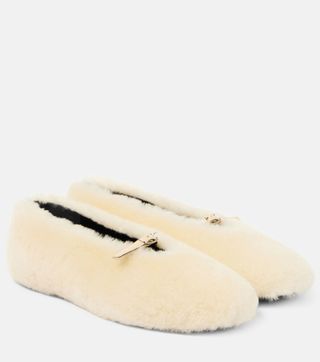 Tee Shearling Mary Jane Flats