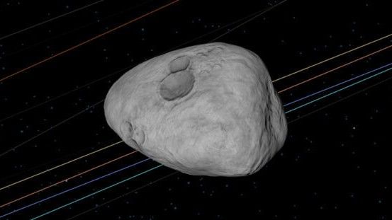 A graphical representation of the asteroid 2023 DW.