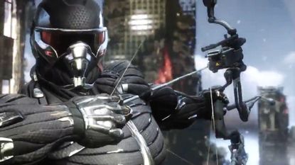 Crysis 3 suit up trailer showing nanosuit soldier using bow
