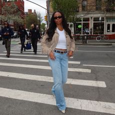 sierra mayhew trying on grlfrnd denim