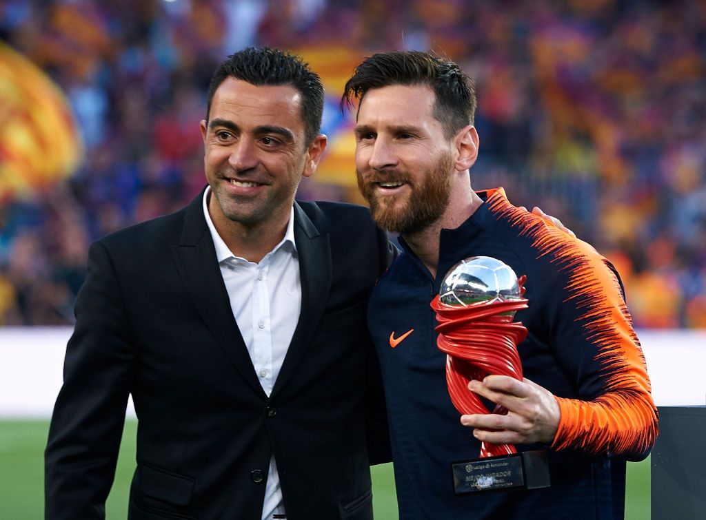 Xavi and Lionel Messi