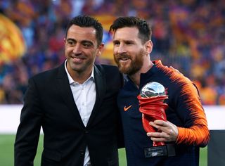 Xavi and Lionel Messi