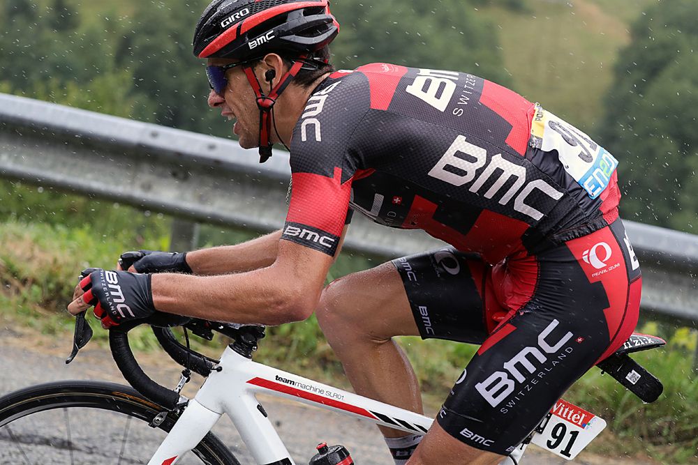 Richie Porte (BMC) riding through the rain, stage 19 at the Tour de France