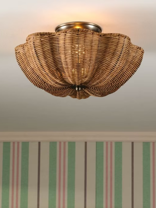 Braywick Rattan Flush Ceiling Light