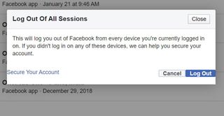 how to log out of Facebook