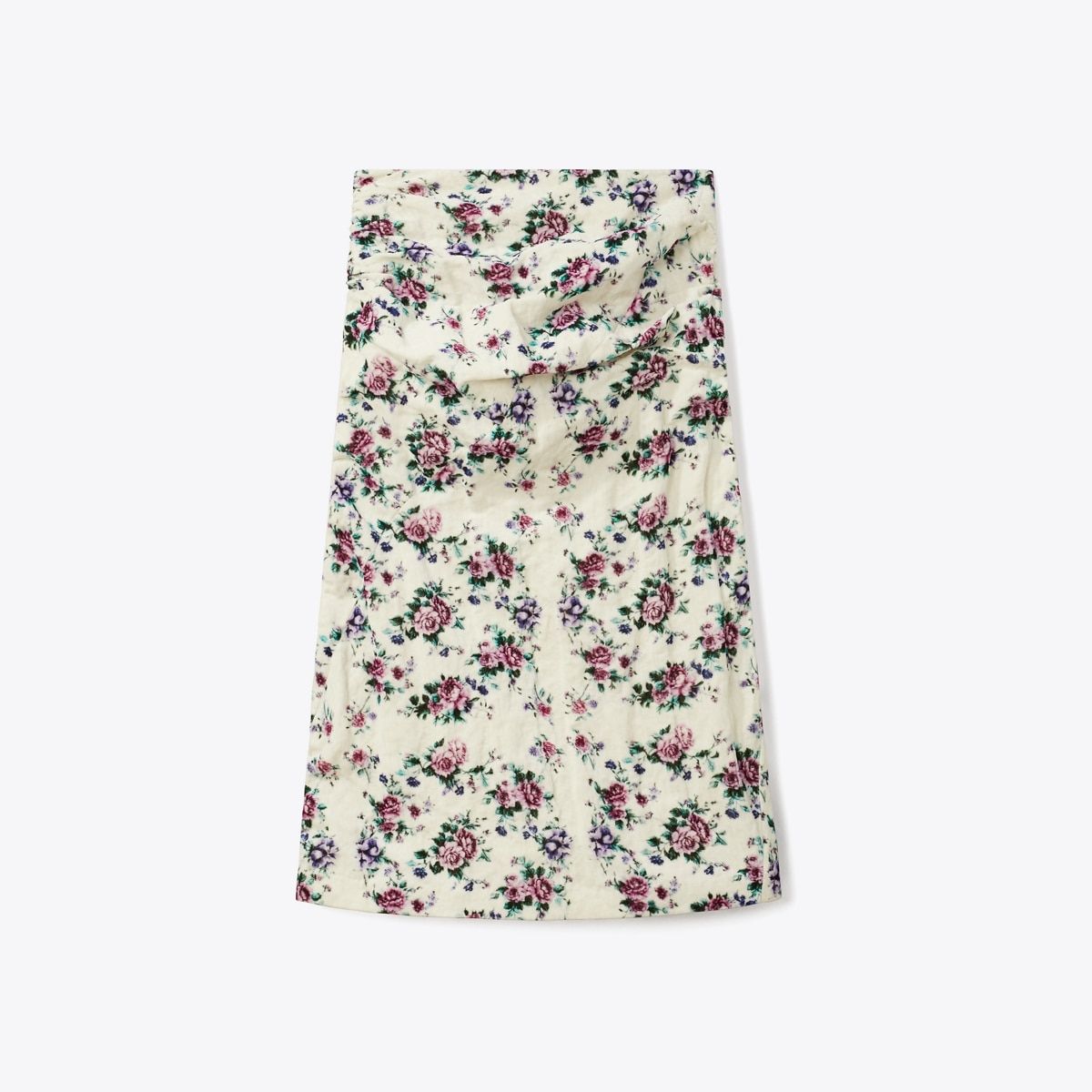 Printed Cotton Velvet Skirt in White, Size 8