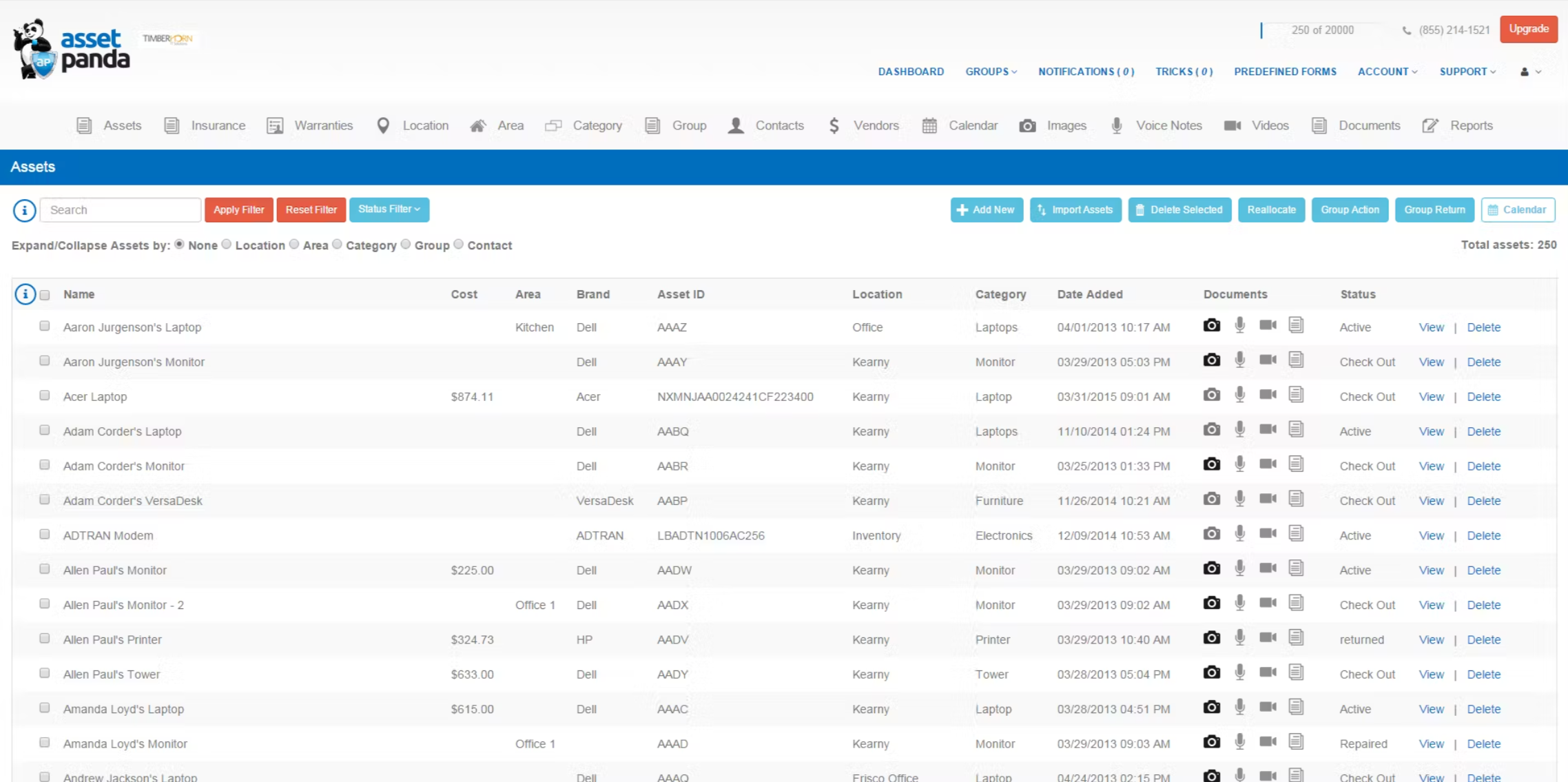 Asset Panda reports