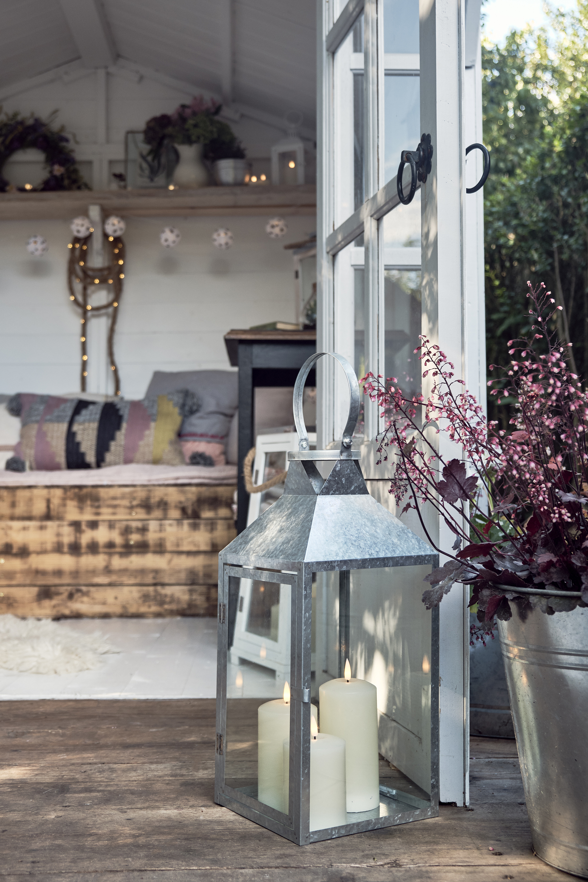 Galvanised Metal Lantern by Lights4fun