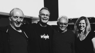 Trevor Horn (centre-right) with Steve Lipson, JJ Jeczalik and Colleen Murphy