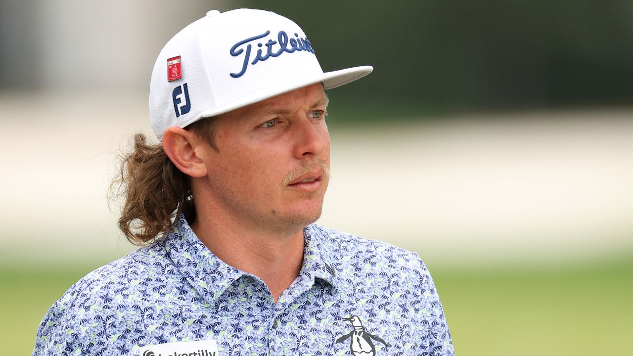 Cameron Smith looks on during a Masters practice round