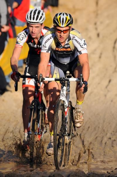 Belgium's Tom Vanoppen powers through the sand.