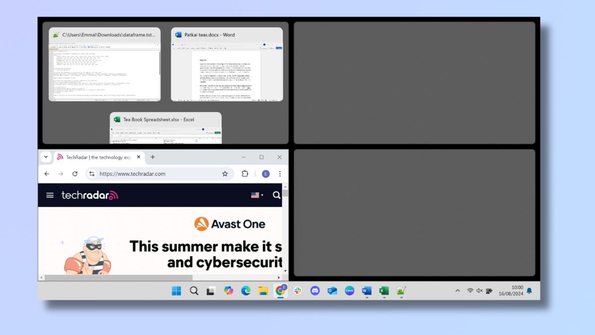 Screenshot showing how to split screen in Windows 11 – select thumbnail