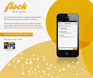 The background to Flock's homepage is bright and vibrant