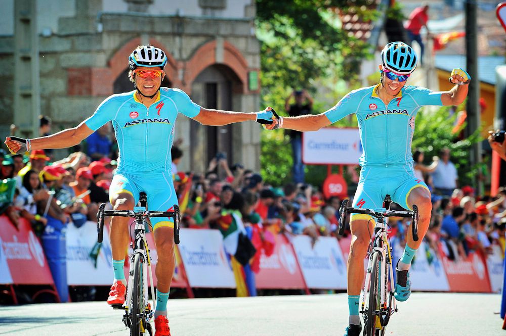 Astana riders celebrate a day's work done well.
