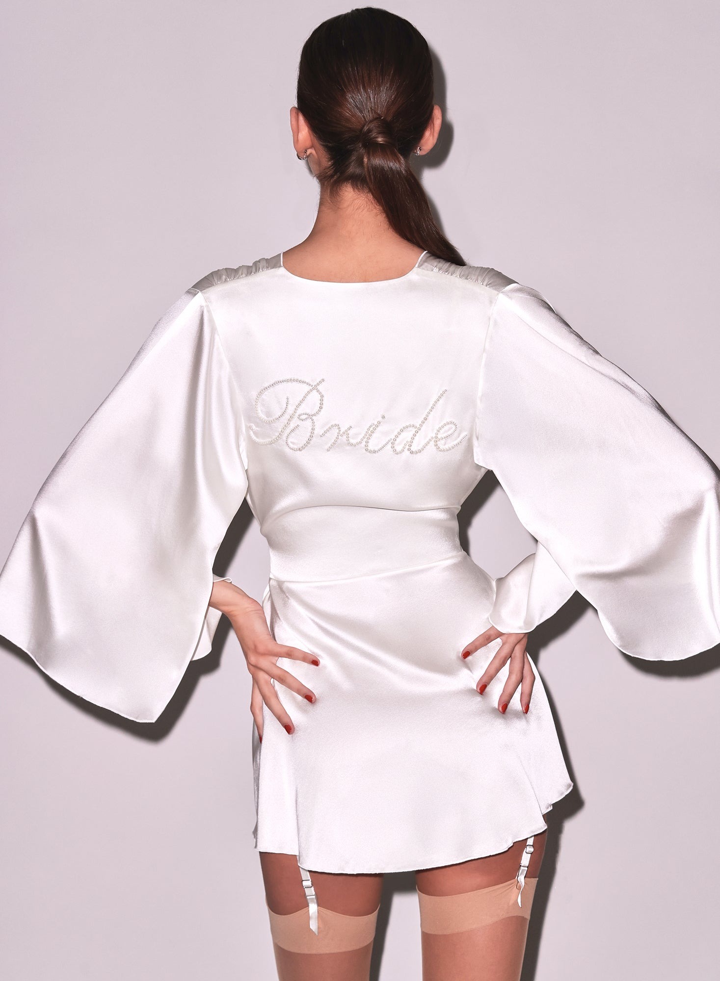 fleur du mal, Bride Embroidered Angel Sleeve Robe
