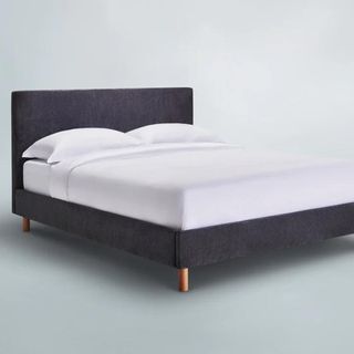 Dark grey bed frame with matching headboard