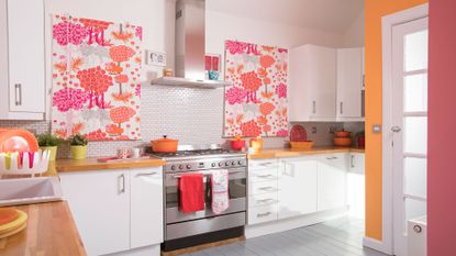 kitchen with wooden flooring and white background and exhaust 