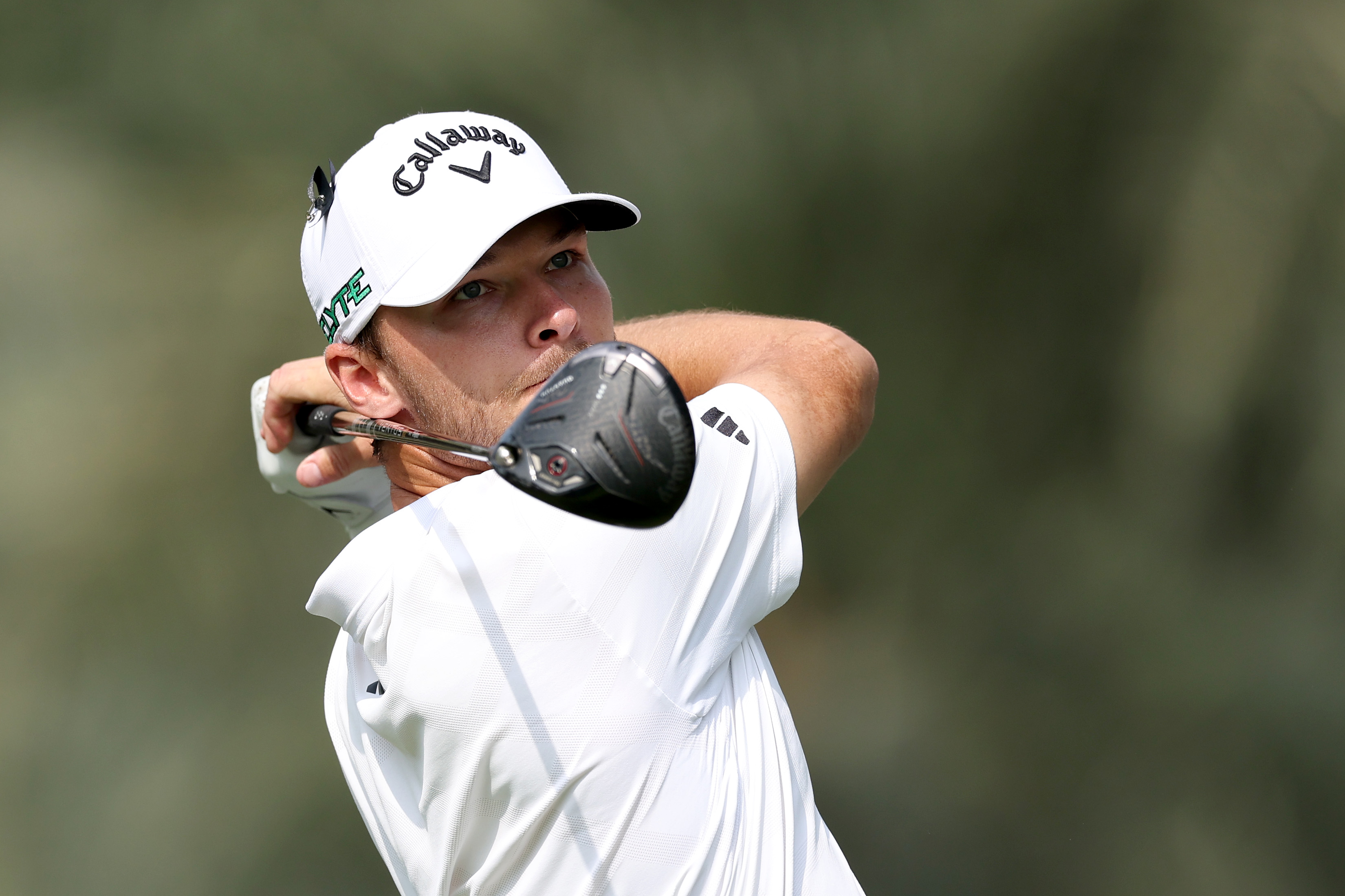 Nicolai Hojgaard hits a driver off the tee